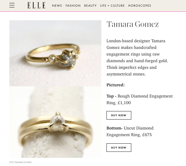 Tamara Gomez Jewellery featured on Elle.com