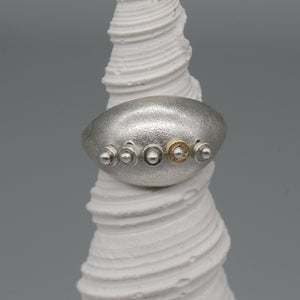 Sequin bombé style ring in sterling silver, size L