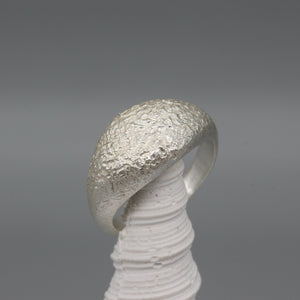 Textured bombé style ring in sterling silver, size O 1/2