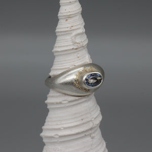 Sapphire and silver bombé style ring, size L