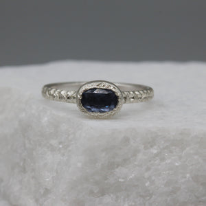 Rose cut sapphire and sterling silver ring, size M