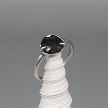 Load image into Gallery viewer, Rose cut sapphire and sterling silver ring, size M