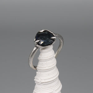 Rose cut sapphire and sterling silver ring, size M