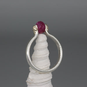 Abacus ring in sterling silver with ruby, size L