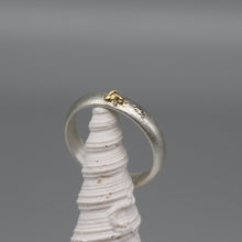 Load image into Gallery viewer, Textured sterling silver and 18ct gold band ring, size M