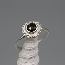 Load image into Gallery viewer, Rose cut sapphire and sterling silver ring, size M 1/2