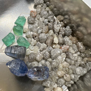 Gemstone De stash Sale - Rough diamond, emerald and sapphire mix by Tamara Gomez