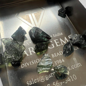 Gemstone De stash Sale - Rough green blue sapphire crystal mix by Tamara Gomez