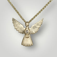 Load image into Gallery viewer, 9ct Yellow Gold Dove Pendant Necklace with Rose Cut Diamond by Tamara Gomez 4