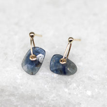 Load image into Gallery viewer, Blue Sapphire Slice Sequin Earrings in 9ct Yellow Gold