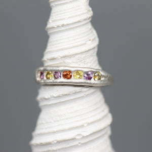 Sunset Sapphire Half Eternity Ring in Sterling Silver