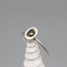Load image into Gallery viewer, Dark Green Sapphire Sculpted Stacking Ring in Sterling Silver