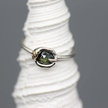 Load image into Gallery viewer, Single Claw Molten Set Sapphire Ring in Sterling Silver with 18ct Gold Detail