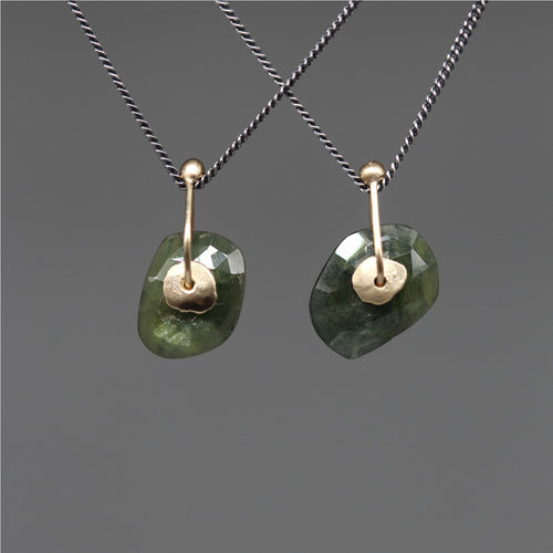 Forest Green Sapphire Slice Sequin Pendant Necklace