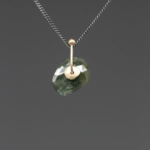Forest Green Sapphire Slice Sequin Pendant Necklace
