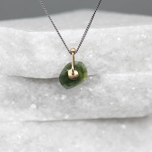Forest Green Sapphire Slice Sequin Pendant Necklace