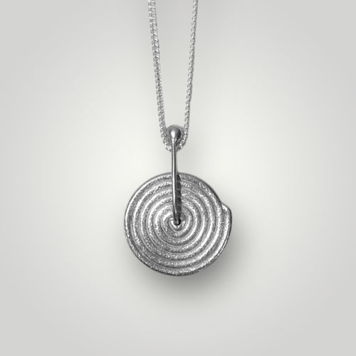 Spiral sequin pendant necklace sterling silver