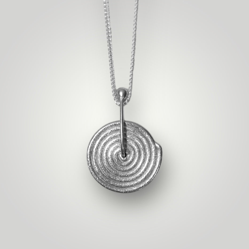 Spiral sequin pendant necklace sterling silver