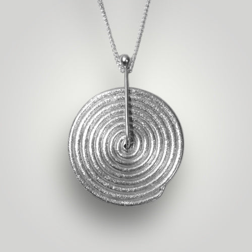Large spiral sequin pendant necklace sterling silver