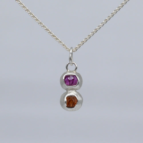 Pink and orange sapphire pendant necklace in sterling silver by Tamara Gomez 1