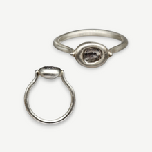 Load image into Gallery viewer, East West Rough Diamond Origin Ring in sterling silver with a 0.5ct mid grey rough diamond.