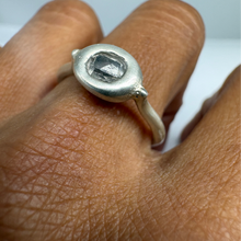 Load image into Gallery viewer, East West Rough Diamond Origin Ring in sterling silver with a 0.5ct mid grey rough diamond.