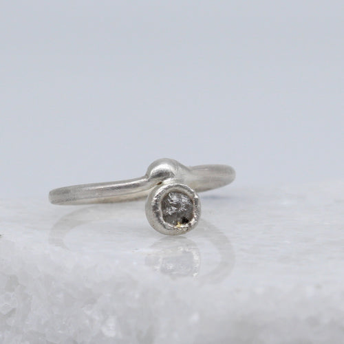Raw diamond ring in a sculptural sterling silver setting by Tamara Gomez 1