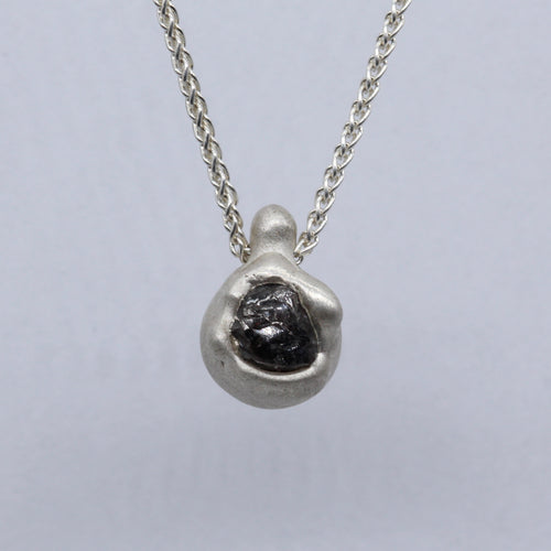 Rough diamond teardrop pendant necklace in sterling silver by Tamara Gomez 1