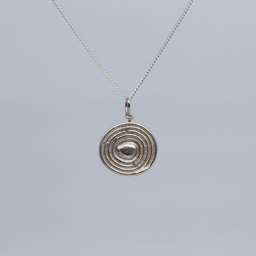 Spiral sequin pendant necklace sterling silver by Tamara Gomez 1
