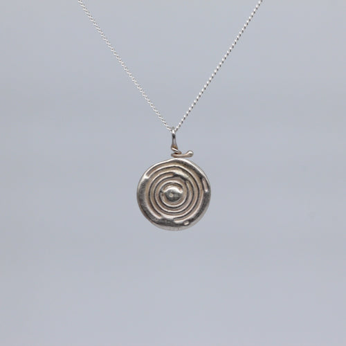 Spiral sequin pendant necklace sterling silver by Tamara Gomez 3