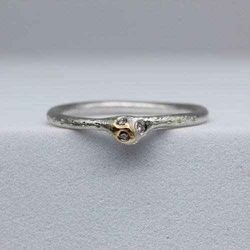 Sterling Silver Ring with 22ct Gold and Diamonds by Tamara Gomez 1