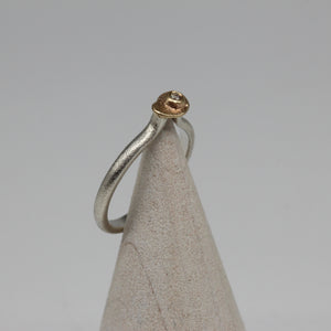 Sterling Silver and Gold Oddity Ring with White Diamond by Tamara Gomez 3