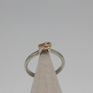 Sterling Silver and Gold Oddity Ring with White Diamond by Tamara Gomez 4