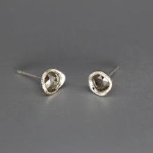 Load image into Gallery viewer, Molten Set Rose Cut Diamond Earrings in Sterling Silver by Tamara Gomez