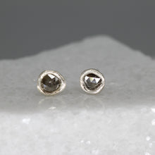 Load image into Gallery viewer, Molten Set Rose Cut Diamond Earrings in Sterling Silver by Tamara Gomez