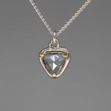 Load image into Gallery viewer, White sapphire slice pendant necklace in silver and gold by Tamara Gomez