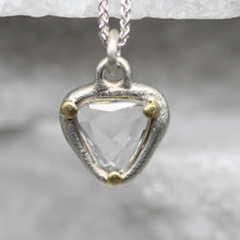 Load image into Gallery viewer, White Sapphire Slice Pendant Necklace in Silver and Gold