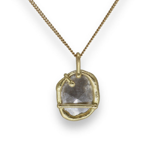 Diamond slice abstract pendant necklace in yellow gold by Tamara Gomez