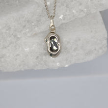 Load image into Gallery viewer, Diamond slice bean pendant necklace in sterling silver with blue diamonds
