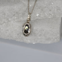 Load image into Gallery viewer, Diamond slice bean pendant necklace in sterling silver with blue diamonds