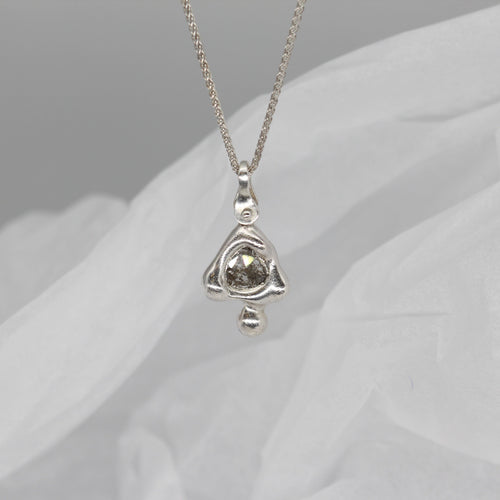Crying diamond slice triangle pendant necklace in sterling silver - Sale
