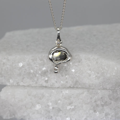 Crying diamond slice cloud pendant necklace in sterling silver
