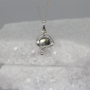 Crying diamond slice cloud pendant necklace in sterling silver