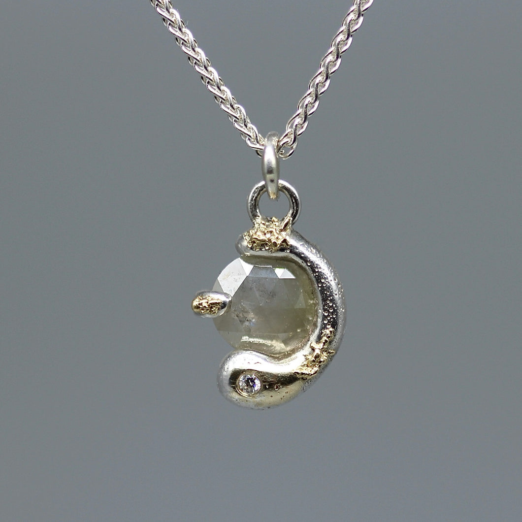 TGN40-Tamara-Gomez-Rose-cut-diamond-pendant-silver-and-gold-1