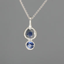 Load image into Gallery viewer, Molten Set Double Sapphire Pendant in Sterling Silver by Tamara Gomez