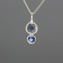 Load image into Gallery viewer, Molten Set Double Sapphire Pendant in Sterling Silver by Tamara Gomez