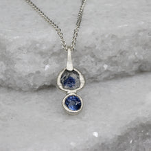 Load image into Gallery viewer, Molten Set Double Sapphire Pendant in Sterling Silver by Tamara Gomez