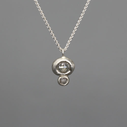Molten Set Double Moissanite Pendant in Sterling Silver by Tamara Gomez