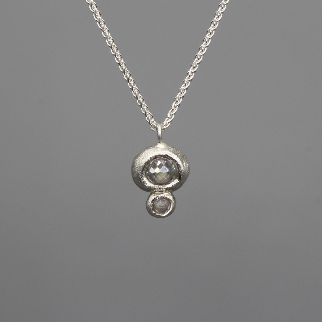 Molten Set Double Moissanite Pendant in Sterling Silver by Tamara Gomez