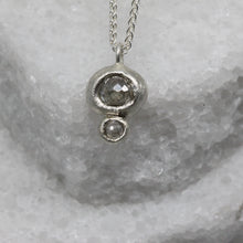 Load image into Gallery viewer, Molten Set Double Moissanite Pendant in Sterling Silver by Tamara Gomez